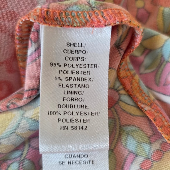 London Times Womens 20W Maxi Dress Orange Pink Paisley Medallion Sleeveless - Picture 9 of 10